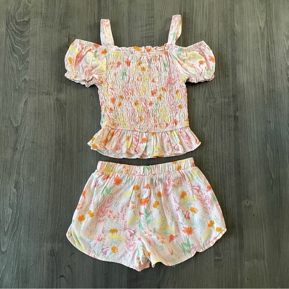 Vince Camuto girls floral pink shorts matching set size 5 - Picture 9 of 9